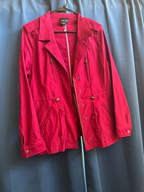 Lily & Taylor Hot Pink Utility Jacket with Drawstring Waist